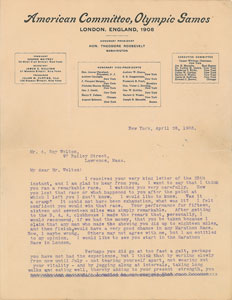 Lot #3219  London 1908 Summer Olympics: James Edward Sullivan Typed Letter Signed - Image 3