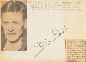 Lot #3232 Paavo Nurmi, Taisto Mäki, Glenn Cunningham Signatures - Image 1