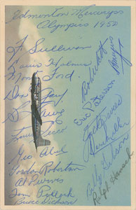 Lot #3233  Oslo 1952 Winter Olympics: Edmonton Mercurys Signed Postcard - Image 1