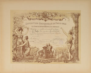 Lot #3012  Paris 1900 Exposition Universelle Diploma - Image 1