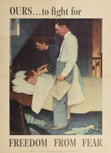 Lot #151  WWII 'Freedom from Fear' Norman Rockwell Poster - Image 1