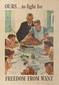 Lot #152  WWII 'Freedom from Want' Norman Rockwell Poster - Image 1
