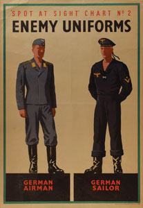 Lot #150  WWII 'Enemy Uniforms' Poster - Image 1