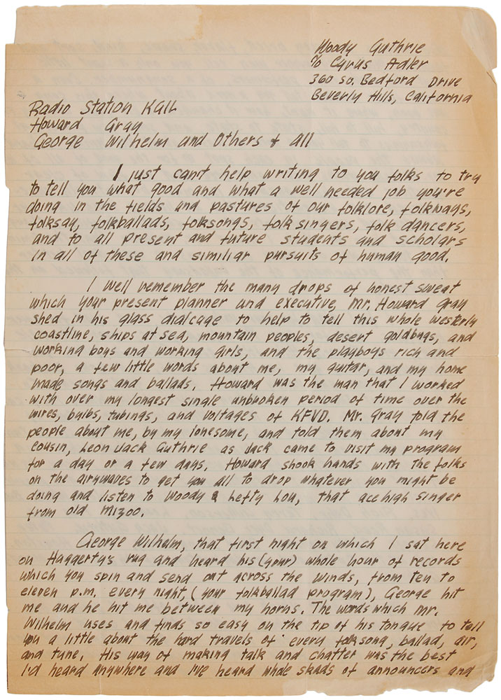 Woody Guthrie Autograph Letter Signed | RR Auction