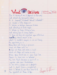 Lot #4287 Tupac Shakur 'What I Believe' Original Handwritten and Signed Poem - Image 1