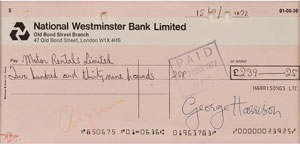 Lot #4024 George Harrison Signed Check - Image 2