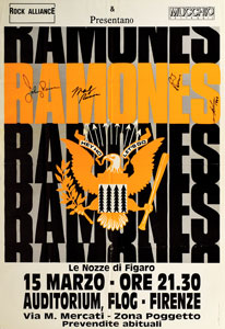 Lot #4223  Ramones Italy 'Rock Alliance' 1992 Signed Poster - Image 1