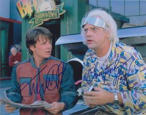 Lot #4450  Back to the Future: Fox and Lloyd Oversized Signed Photograph - Image 1