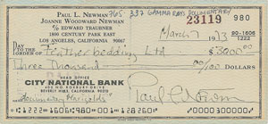 Lot #4366 Paul Newman and Robert Redford Pair of Signed Checks - Image 1