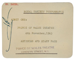 Lot #4005  Beatles Signed 1963 Royal Command Performance Admission Ticket - Image 2