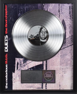 Lot #4285  Rap/Hip Hop Set of (3) Sales Awards: Run DMC, Jay-Z, and Notorious BIG - Image 1