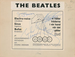 Lot #4007  Beatles Signed 1964 Swedish Advertisement - Image 1