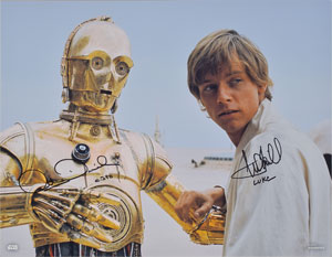 Lot #4428  Star Wars Oversized Signed Photograph: Hamill and Daniels - Image 1