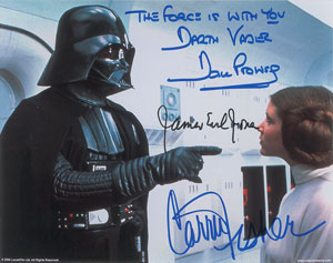 Lot #4429  Star Wars Signed Photograph: Fisher, Prowse, Jones - Image 1