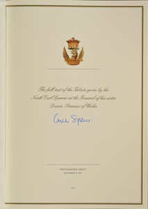 Lot #114  Princess Diana Tribute Signed by Charles Spencer - Image 1