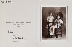 Lot #91  Princess Diana Signed 1992 Christmas Card - Image 1
