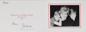 Lot #93  Princess Diana Signed 1995 Christmas Card