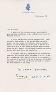 Lot #83  Princess Diana and Charles Signed Typed Letter - Image 1