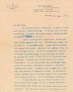 Lot #7029 Mohandas Gandhi Typed Letter Signed