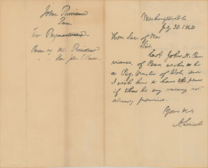 Lot #7012 Abraham Lincoln Autograph Letter Signed