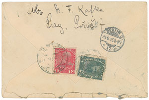 Lot #7069 Franz Kafka Signed and Hand-Addressed Envelope - Image 1