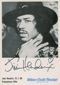 Lot #7079 Jimi Hendrix Signed Promotional Photograph - Image 1
