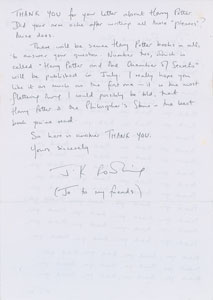 Lot #7073 J. K. Rowling Autograph Letter Signed - Image 2