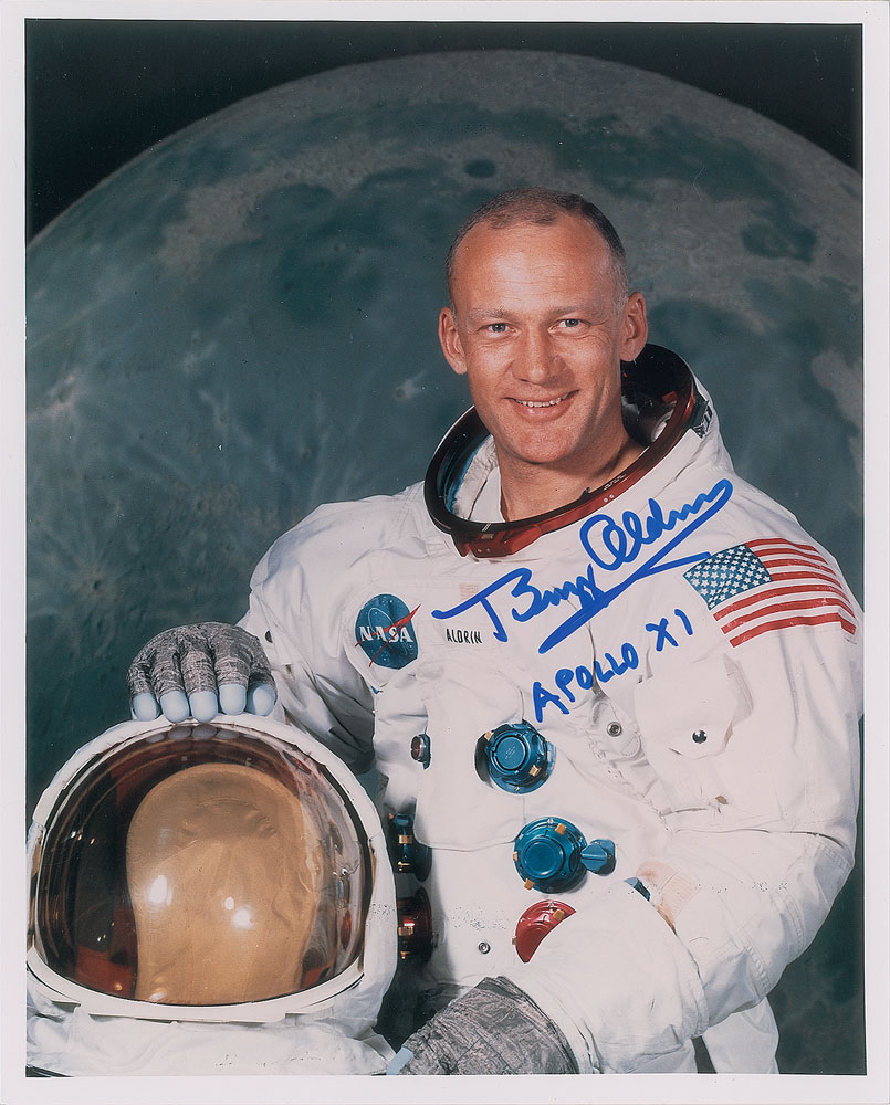 Lot #8340  Buzz Aldrin Signed Photograph