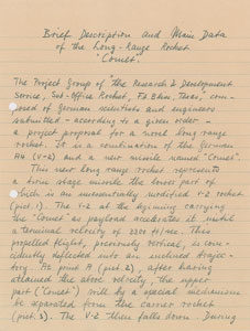 Lot #8178 Wernher von Braun Handwritten Manuscript - Image 1