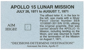 Lot #405  Apollo 15 Pencil Mark - Image 1