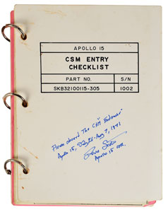 Lot #8402 Dave Scott's Apollo 15 CMS Lunar Orbit-Flown Entry Checklist - Image 1
