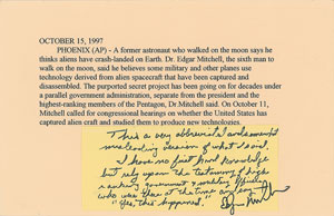 Lot #8387 Edgar Mitchell Handwritten Note
