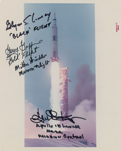 Lot #8382  Mission Control Apollo 13 Launch Signed Photograph - Image 1