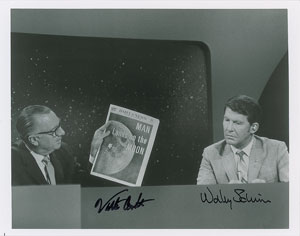 Lot #8354 Wally Schirra and Walter Cronkite Apollo 11 Signed Photograph - Image 1