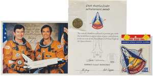 Lot #8512  STS-1 Signed Photograph and MFA Medal Presentation