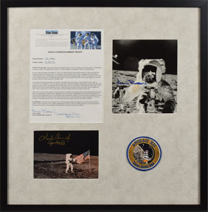 Lot #8357 Alan Bean and Charles Conrad Signed Typescript and Photo Display - Image 1