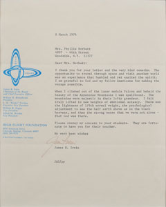 Lot #8400 Jim Irwin Typed Letter Signed  - Image 2