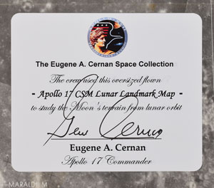 Lot #8446 Geve Cernan's' Apollo 17 Flown Lunar Landmark Map - Image 2