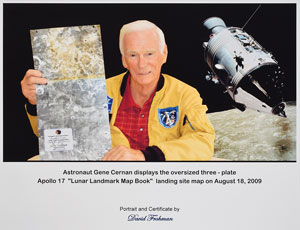 Lot #8446 Geve Cernan's' Apollo 17 Flown Lunar Landmark Map - Image 3