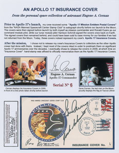 Lot #8440 Gene Cernan's Apollo 17 Crew-Signed Insurance Cover