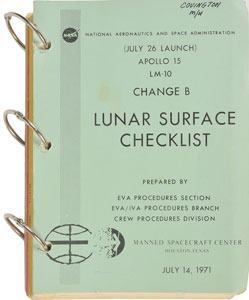 Lot #8074  Apollo 15 Lunar Surface Checklist 'Change B' Manual