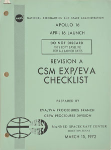 Lot #8090  Apollo 16 CSM EXP/EVA Checklist Manual