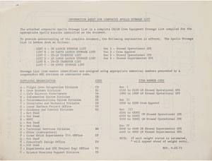 Lot #8098  Apollo 17 Stowage List - Image 2