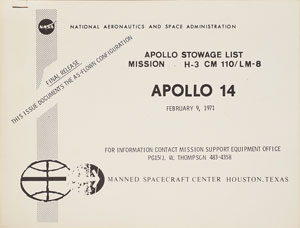 Lot #8065  Apollo 14 Stowage List