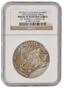 Lot #8381 James Lovell's Apollo 13 Franklin Mint Medallion - Image 1