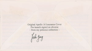 Lot #8424 John Young's Apollo 16 Crew-Signed Insurance Cover - Image 2