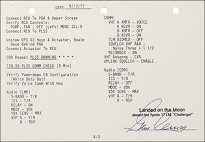 Lot #8445 Gene Cernan's Apollo 17 Flown Lunar Surface Checklist Page - Image 2