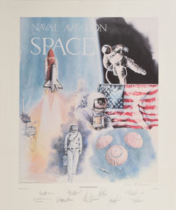 Lot #8258  Naval Aviation in Space Signed Lithograph - Image 1