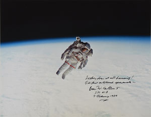 Lot #8515  STS-41-B: Bruce McCandless Oversized Signed Photograph