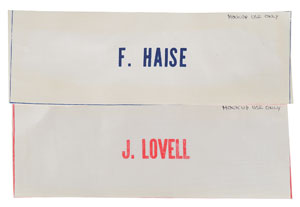 Lot #8058  Apollo 13: Lovell and Haise Pair of Name Tags